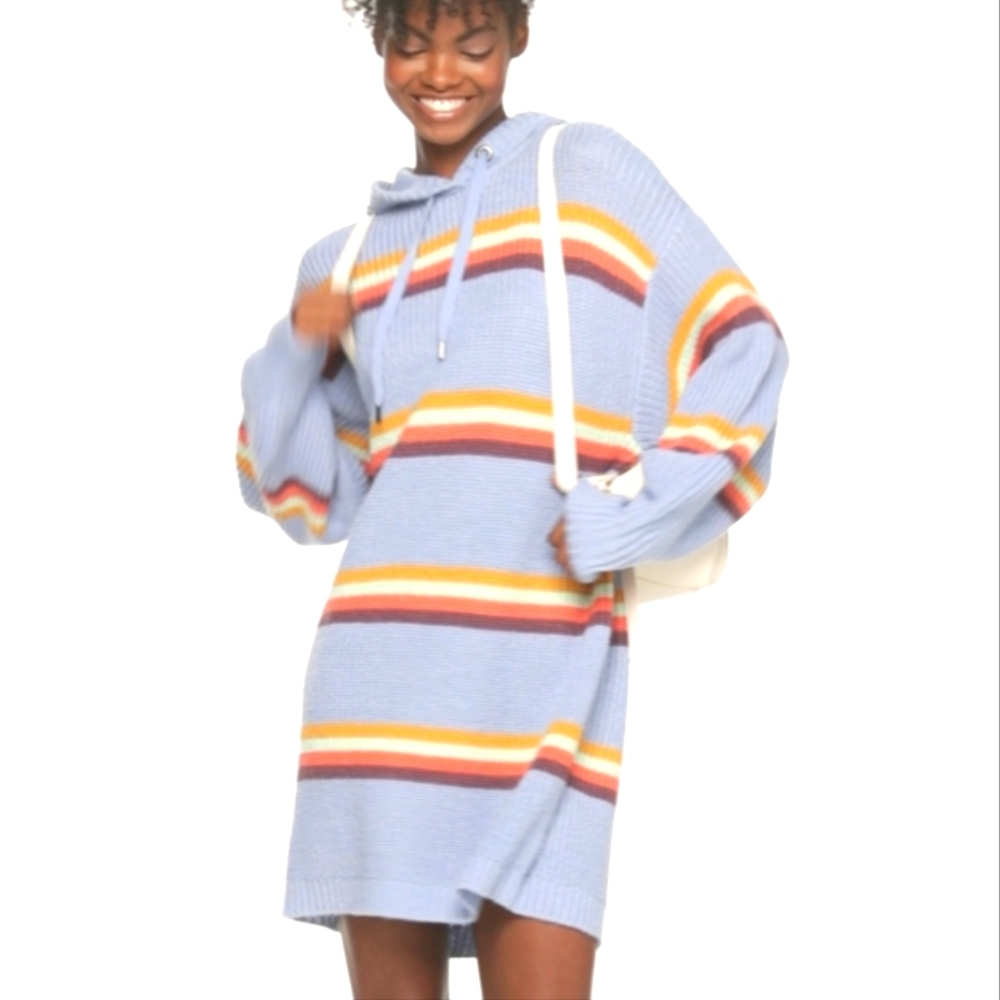 So Hoodie Sweater Dress Women's Size XL Oversized Multicolor Striped
